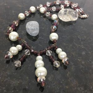 Elegant holiday necklace beaded purple Pearl